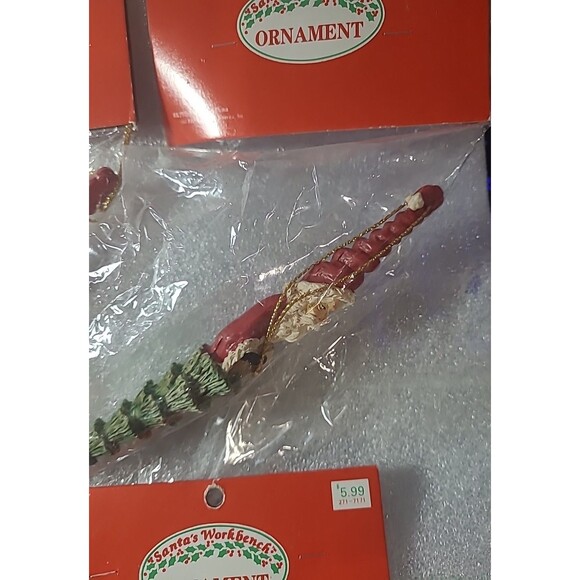 Lot of 6 Santa's Workbench Santa 7" Icicle Ornament Vintage Original Packaging - Picture 4 of 7